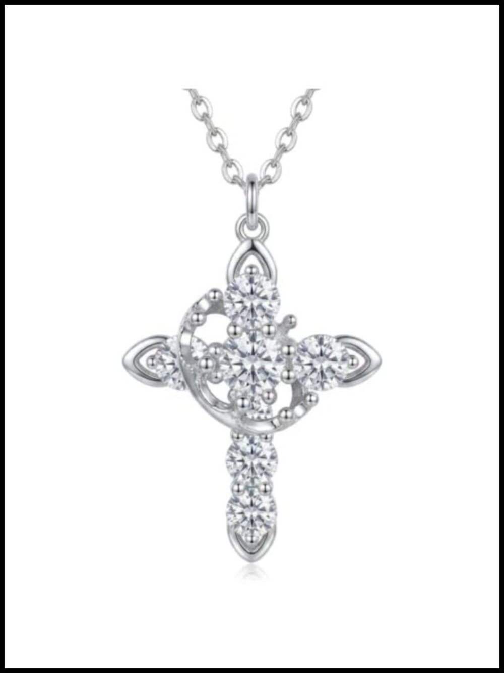 18k Gold Plated Crown Cross Necklace CZ Christian Faith Jewelry Gift